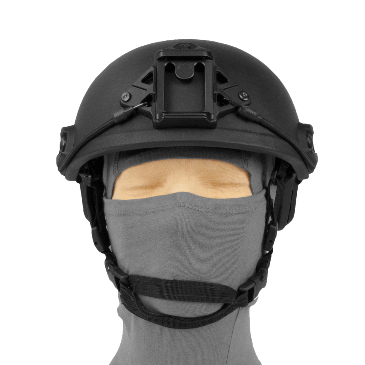 Puppenkopf mit FAST-Helm - Frontalansicht