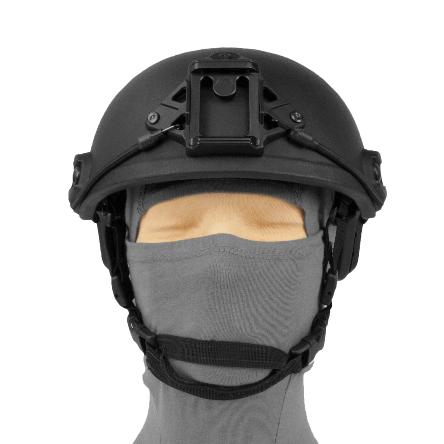 Puppenkopf mit FAST-Helm - Frontalansicht