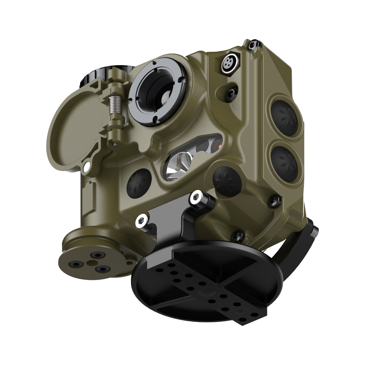 Eine 3D-Illustration der TILO-3 befestigt an einer Tripod-Mount