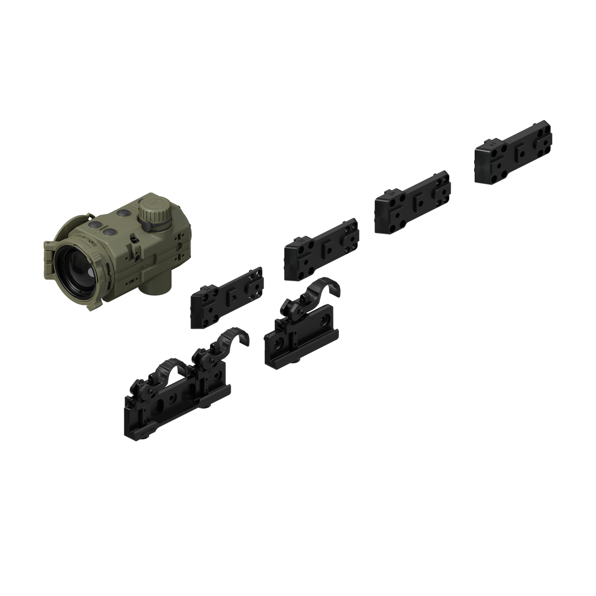 Eratac Picatinny Mount, Eratac Picatinny Moun Double Clamp mit Tripodrails in verschiedenen Höhne und PumIR-Waermebildgeraet