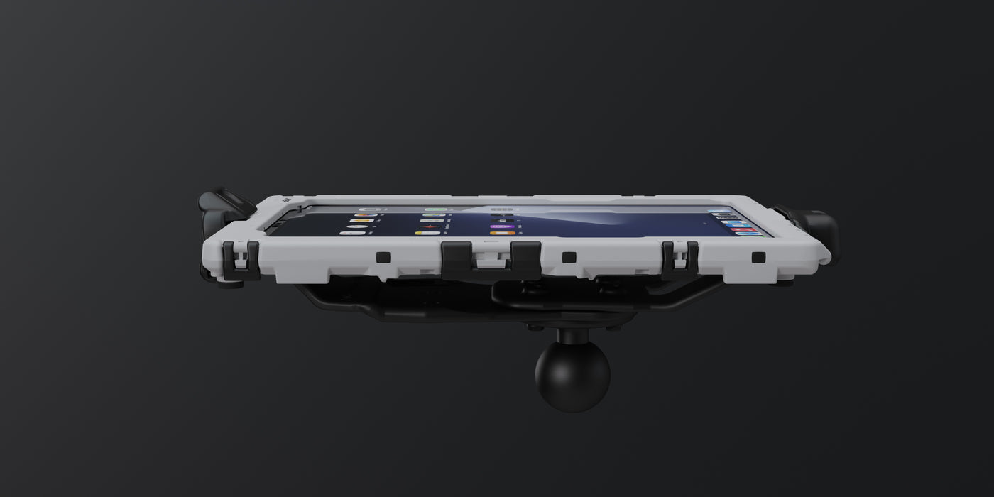 3D-Illustration eines aiShells in einem CarCradle vor einem schwarzen Hintergrund