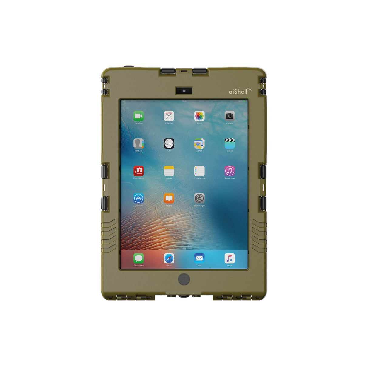 Das aiShell mini + in der Farbe Oliv von vorne.