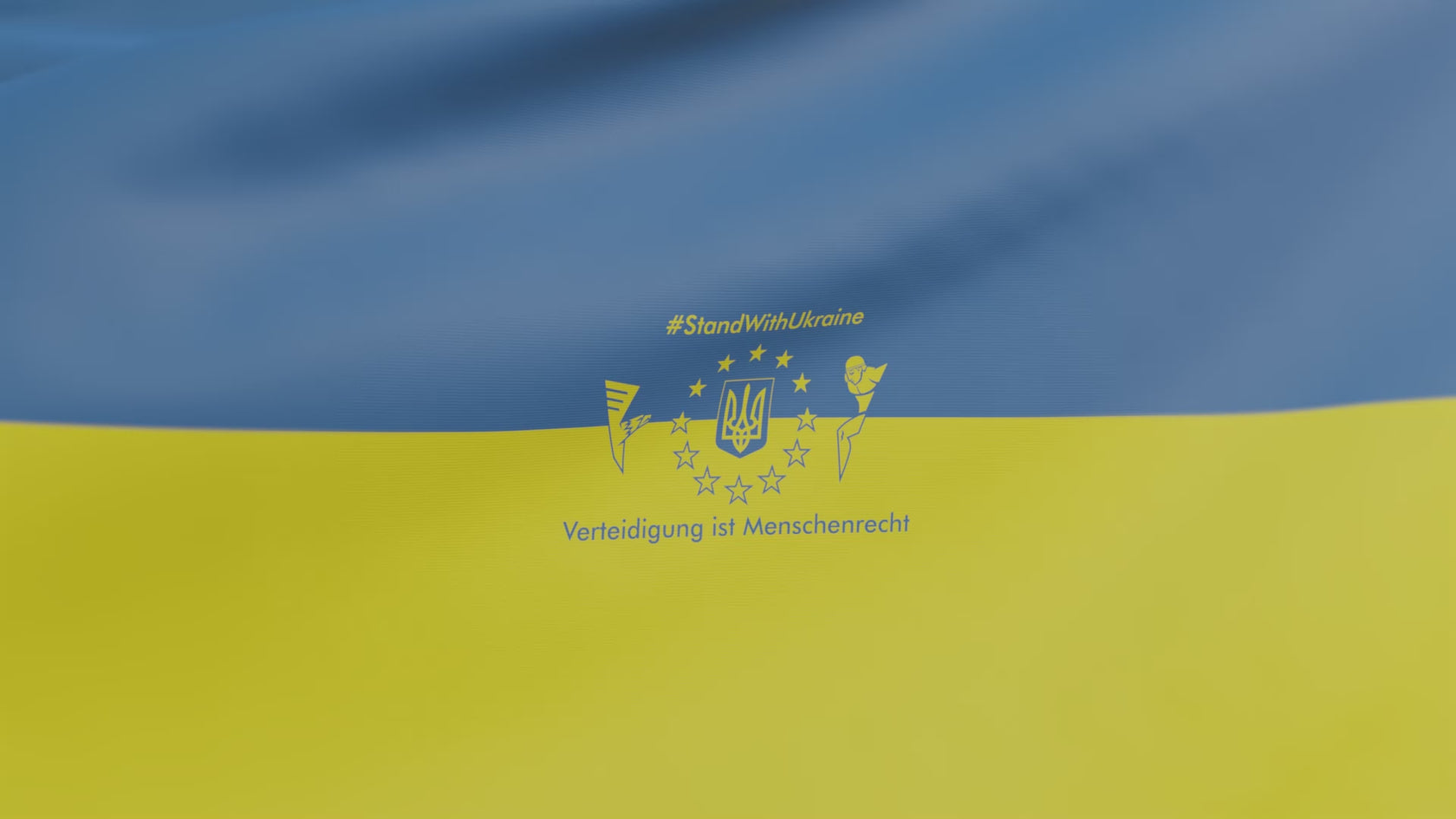 Eine 3D-Animation von der Ukrainischen Flagge mit einem Firmeneigenen Design.