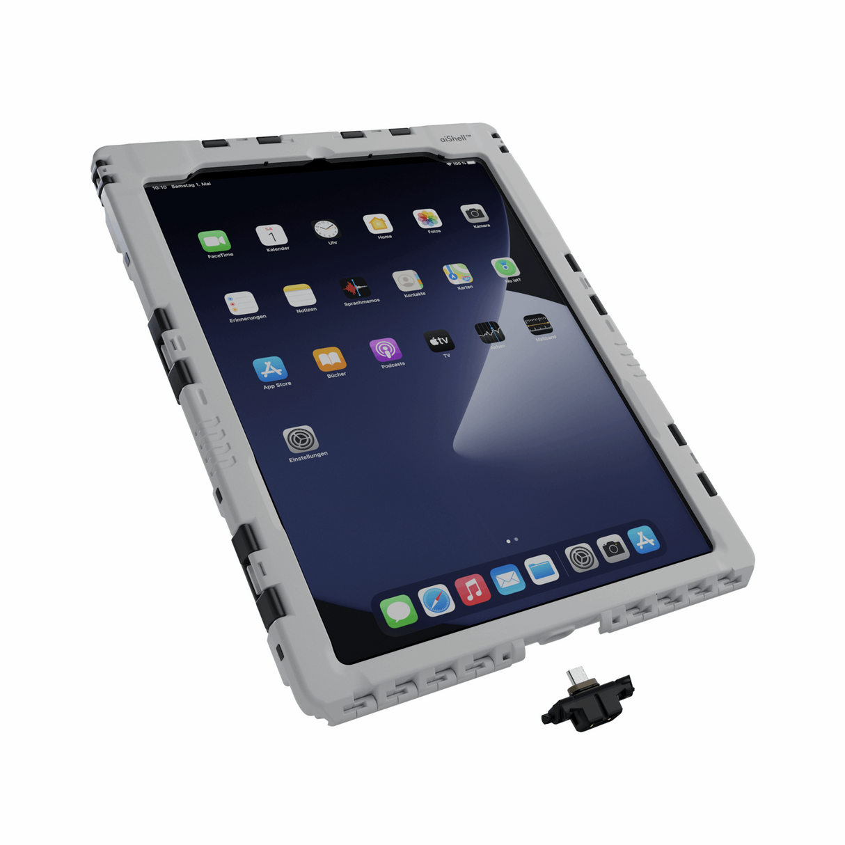 Eine 3D-Illustration von einem aiShell™ Car Cradle Connector USB-C